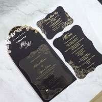 Transparent Acrylic Invitation Foiling Black Pocket Slap-up Invitation Customized 